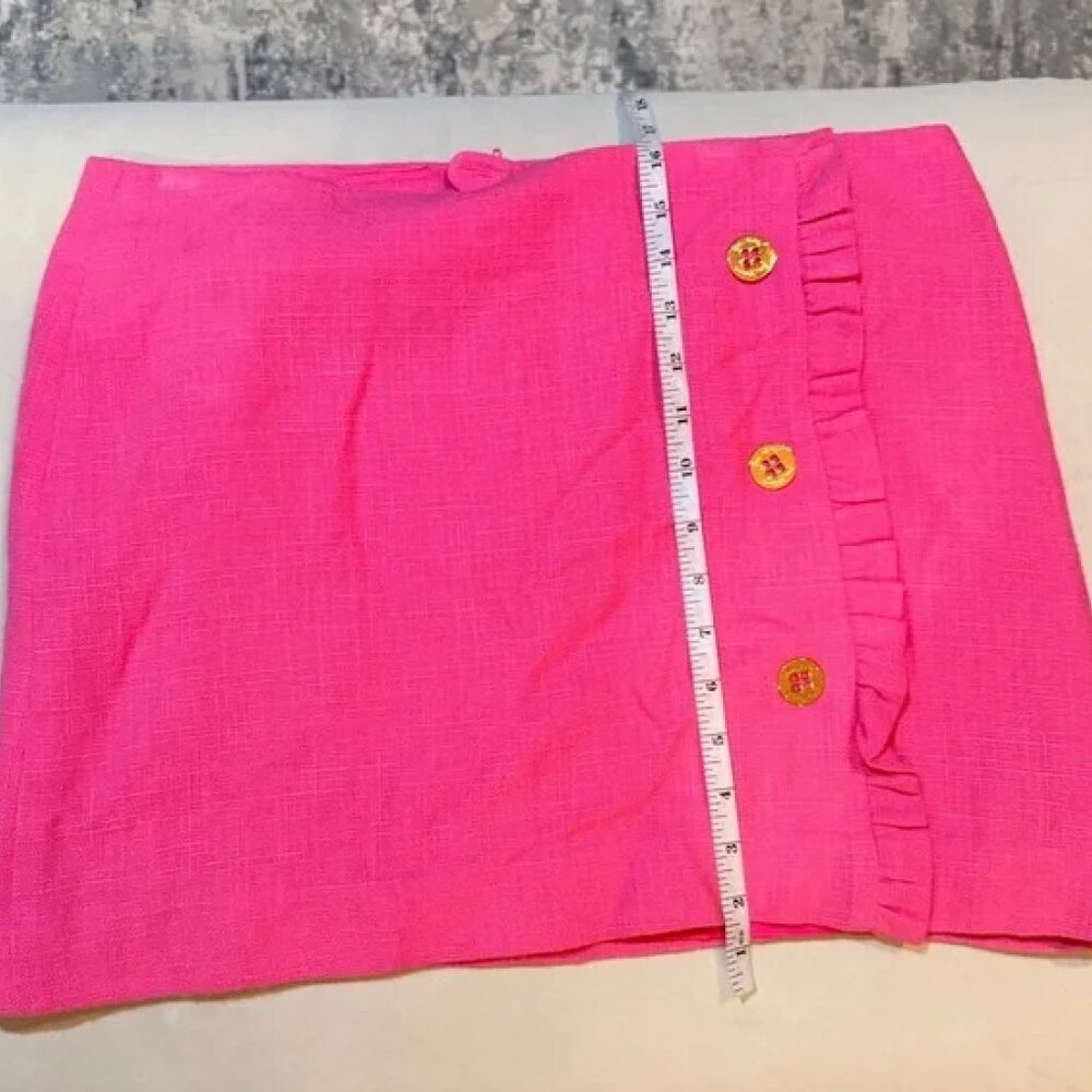 Lilly Pulitzer Hot Pink Ruffled Tweed Mini Skirt - Picture 4 of 8